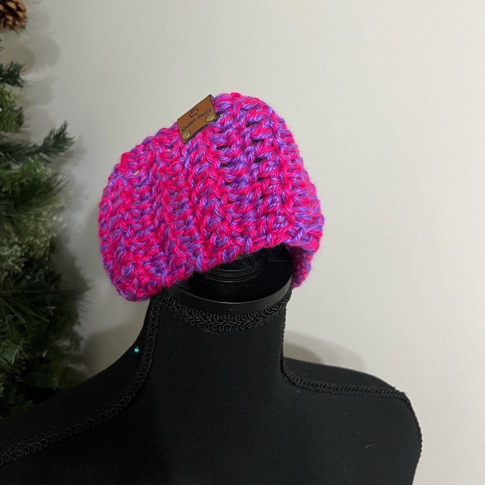 NWT Knana Knots Scarf and Headband Ear Warmers, Hot Pink and Purple - Picture 3 of 4